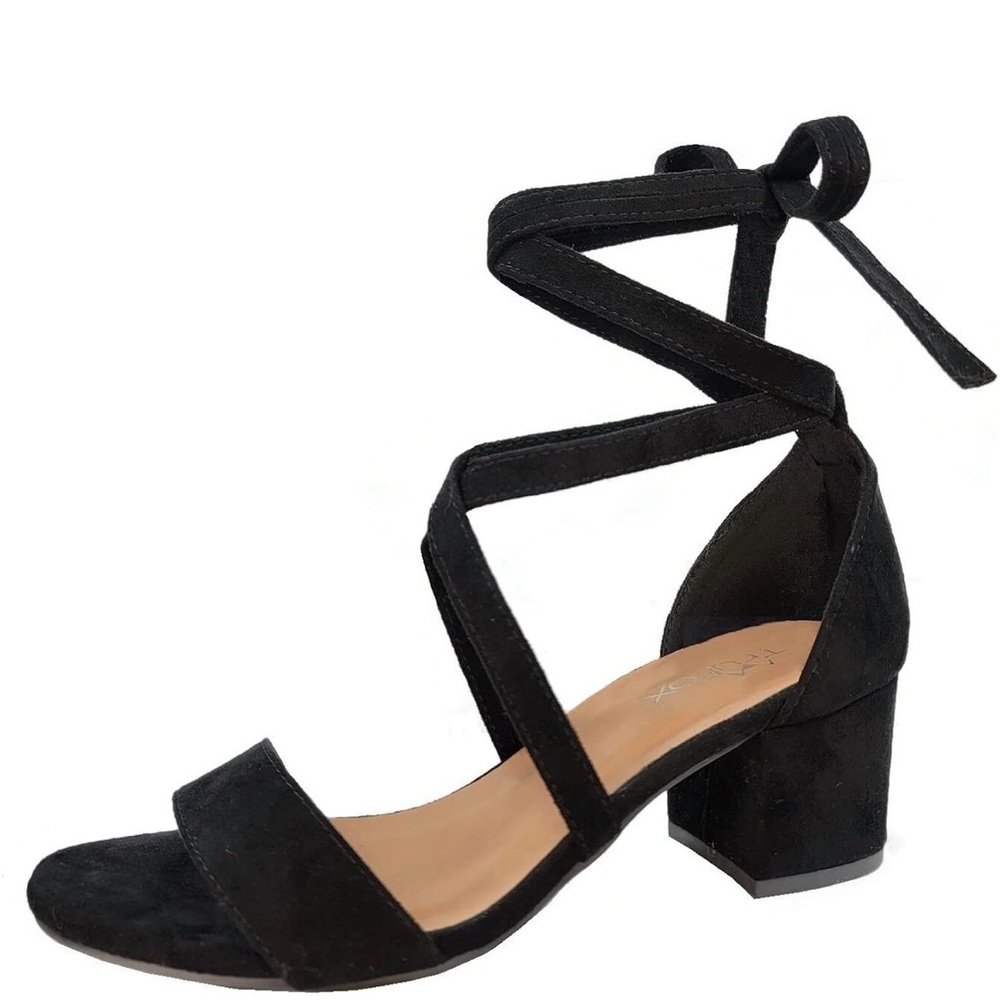 Black Suede Strappy Heels